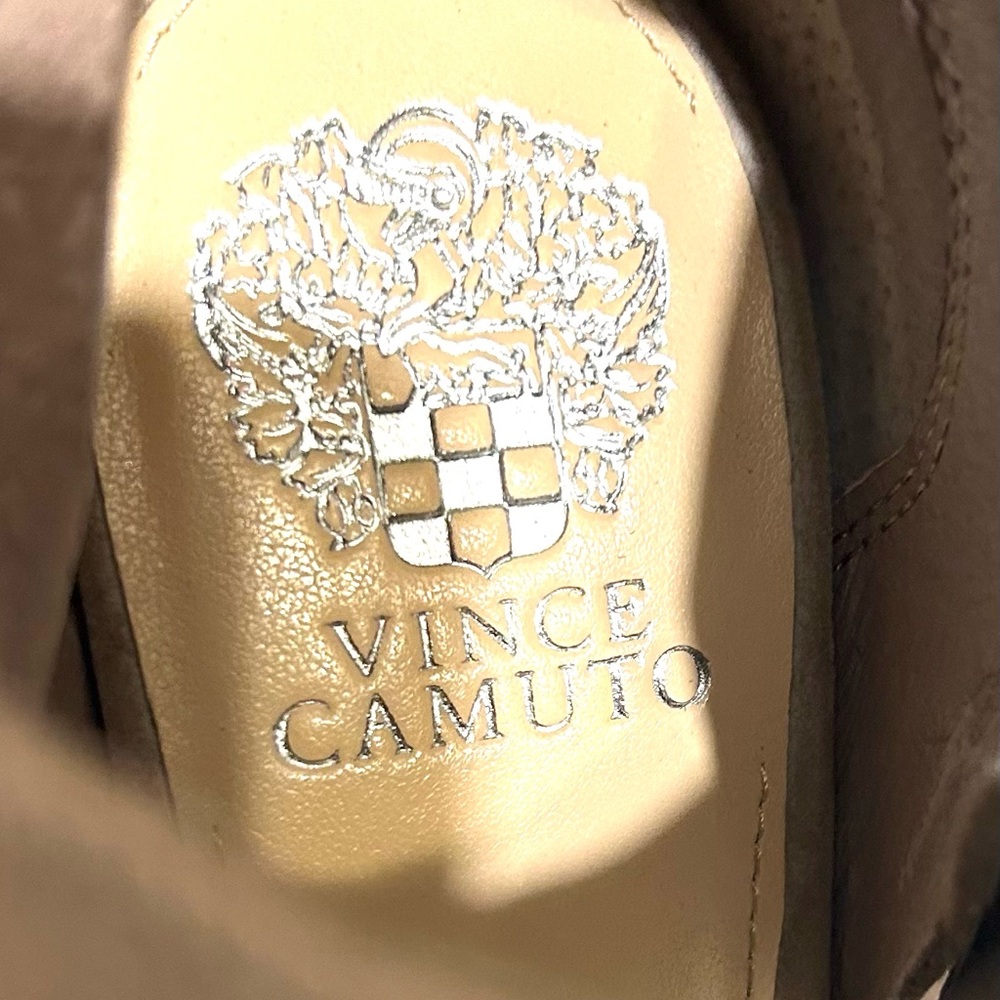 Vince Camuto Suede Open Toe Ankle Boots Taupe - Picture 5 of 5
